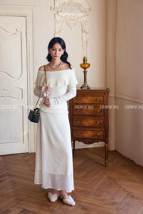 【门店同款】ENJOY冬季“暖冬软糖”竖条压褶A字长半裙 166593811