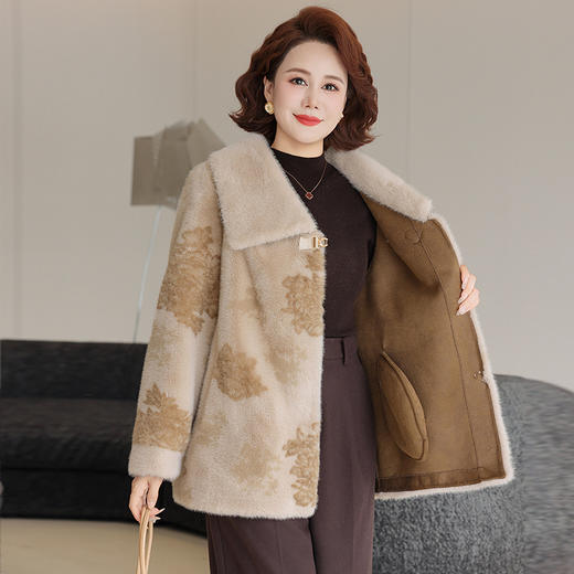 FW 8546加绒加厚皮毛一体大衣国风仿水貂绒外套 商品图2