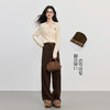 【10/15新品】熙世界老钱风灯芯绒阔腿裤女秋冬新款撞色格纹翻边直筒宽松休闲裤 商品缩略图2