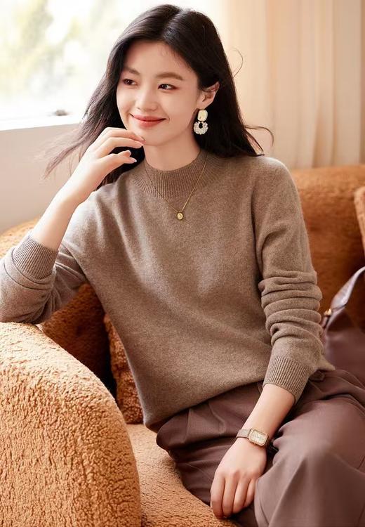 100%澳洲羊毛小禾无缝一体半高领羊毛衫 商品图2