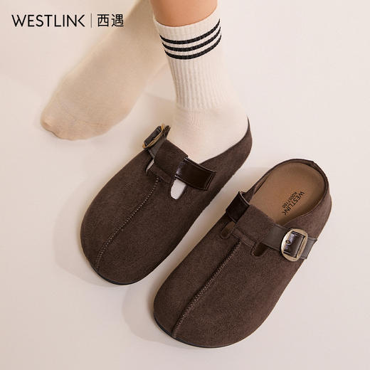 西遇一脚蹬勃肯鞋半拖女新款秋季懒人包头拖鞋增高厚底吐司鞋K0057160（单里）/K0057211（绒里） 商品图2