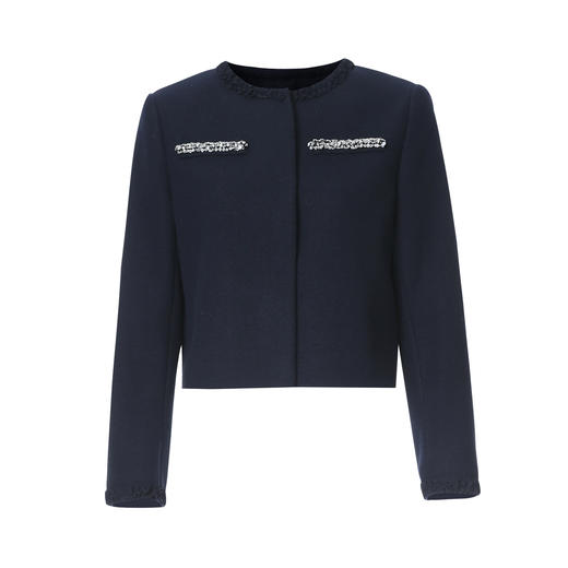 EITIE爱特爱优雅通勤小香风气质圆领深蓝色短外套2025秋冬新款D2503901 商品图5