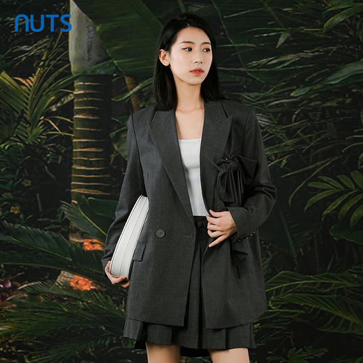 NUTS春秋季新款纯色简约高级感气质休闲西装外套女412041363 商品图0