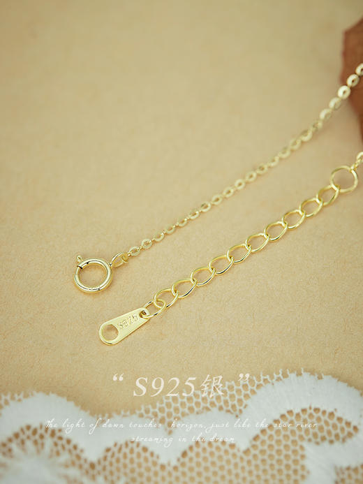 Oflye潮流饰品  925银四叶草项链女新款小众轻奢猫眼石吊坠秋冬配饰毛衣链 商品图3