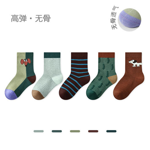 【一次抢5双！新款高弹无骨袜！】儿童袜子2025秋冬新款拼色小狗短袜棉男童袜子百搭防臭运动袜 商品图5