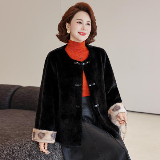 FW 8561新中式国风外套仿皮毛一体大衣毛绒绒减龄装 商品图2