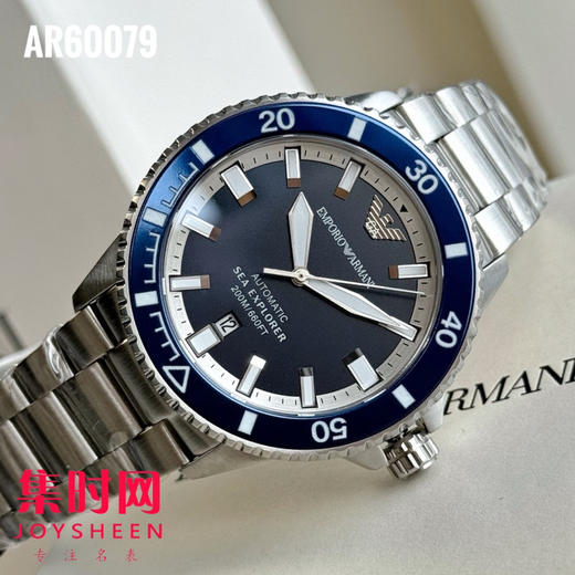 原单阿玛尼AR60079蓝水鬼 钢带男士机械腕表 商品图2