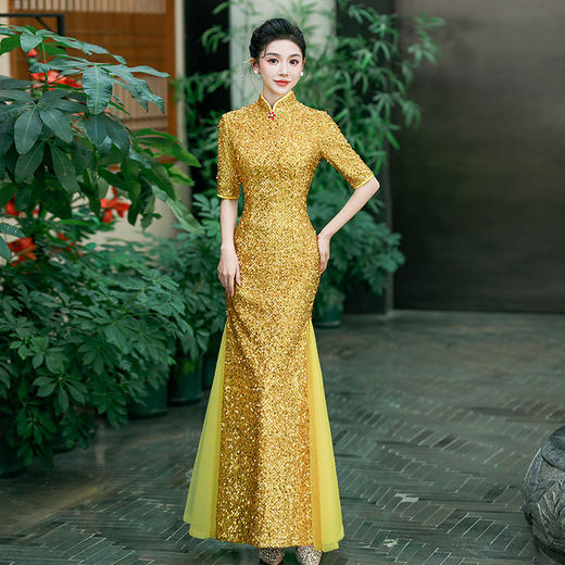 QC 188亮片走秀旗袍大气上档次良鱼尾 商品图1