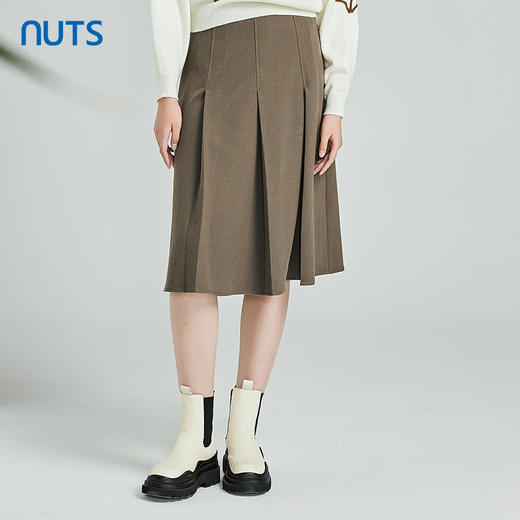 NUTS春秋季新款学院风气质百褶裙中长款半身裙女411061357 商品图0