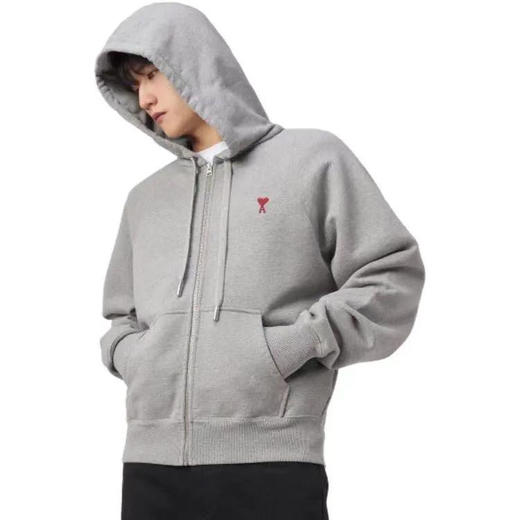 【开放日忙 秒杀价已调 直接拍】返场 AMI 红色爱心 刺绣棉质 拉链连帽卫衣外套 商品图9