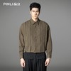 PINLI品立春季新款复古条纹捏褶衬衫潮牌休闲宽松长袖男衬衣B253113024 商品缩略图0