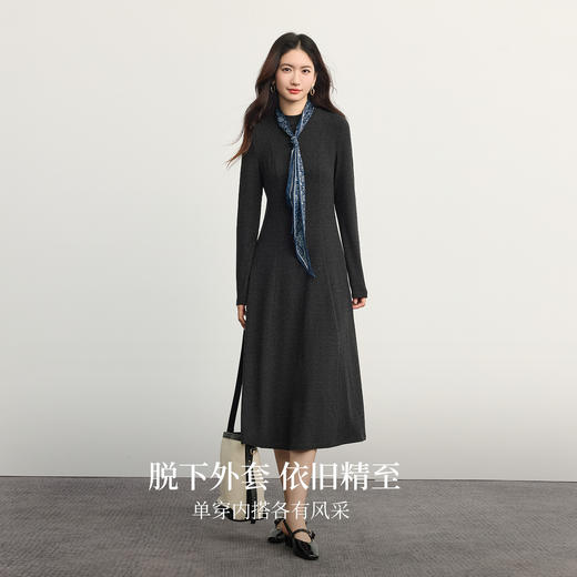 【10/15新品】熙世界仿羊绒磨毛针织连衣裙女2025秋冬款通勤百搭内搭打底长裙子 商品图3