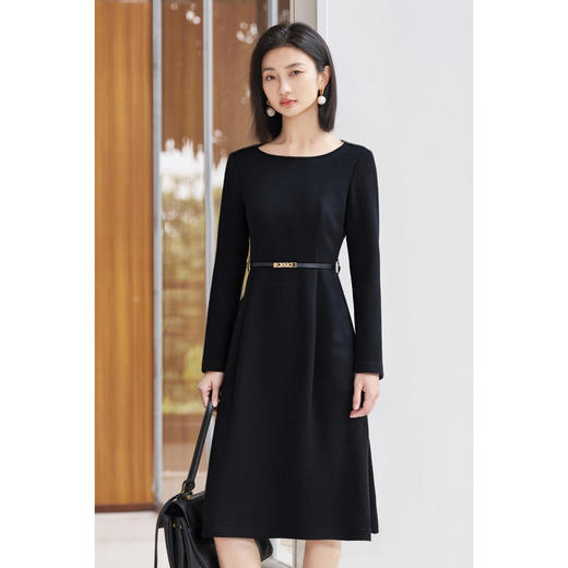 剩S/M/L 米思阳法式赫本风连衣裙女2025秋冬新款修身收腰显瘦气质a字裙连衣裙5M25DL5425 商品图1