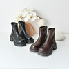 经典鲨2025冬季专柜新款百搭圆头中粗跟后拉链通勤短筒靴女KW65-558221 商品缩略图3