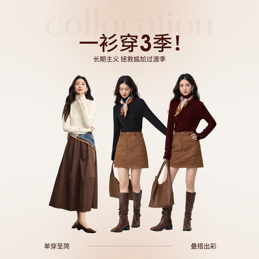 【周末秒杀】熙世界通勤百搭高领t恤打底衫女士秋冬新款显瘦修身内搭长袖上衣 商品图2