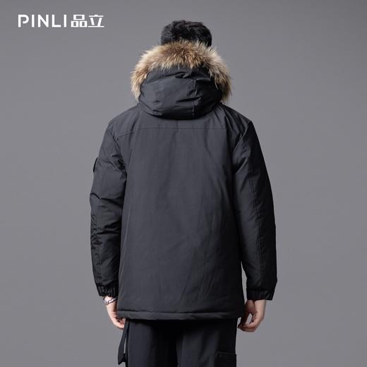 PINLI品立2025冬季新款潮牌户外连帽羽绒服可拆毛领中长款男外套GD253108102 商品图2