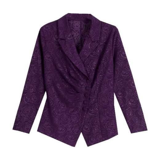 XMZ1223秋季高级感时尚弹力压花工艺气质衬衫女2025新款修身显瘦长袖上衣 商品图4