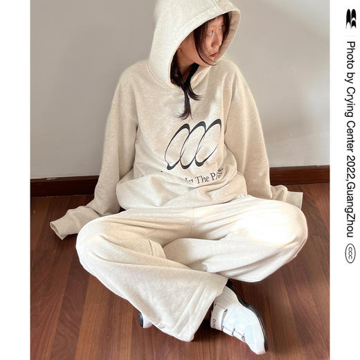 CryingCenter 3C印花连帽卫衣 燕麦色陶土色加绒套装 哭喊中心 商品图1