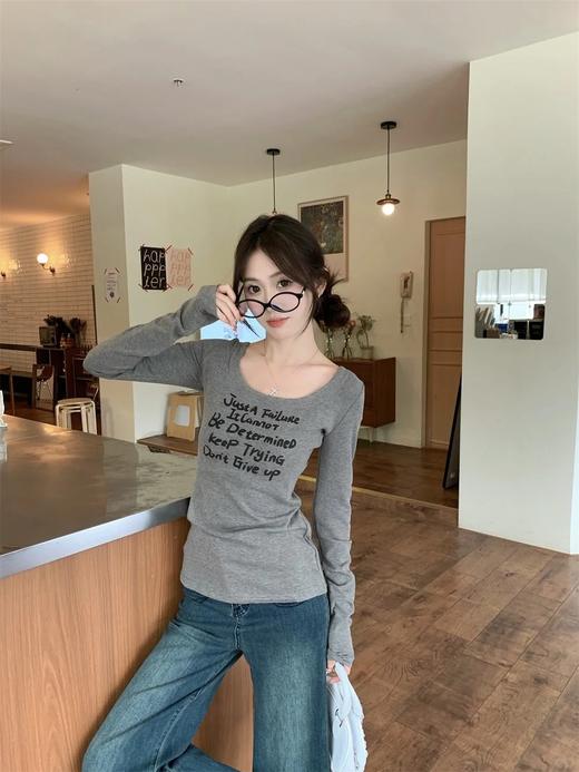 <曾小咸推荐> 辣妹字母U领长袖T 日常99/件 活动价59.99/件！【预售款，预计3-15天发货】 商品图3