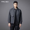 PINLI品立2025秋季新款宽松翻领落肩复古高街PU皮衣茄克外套男潮GD253104096 商品缩略图0