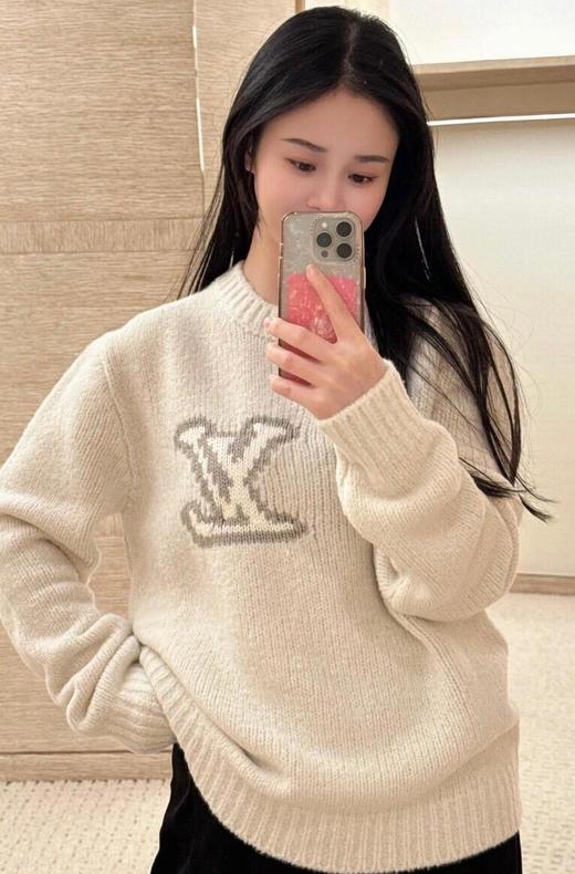 GY12-驴家 SS25 男士春夏系列 纯色字母嵌花套头毛衣 白色（LS*MM）-10.14直播款 商品图0