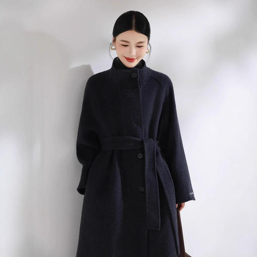 「自」全新升级【铂金会员588/天猫799/差价211】(03101)洛诗琳新款双面羊毛大衣2025秋冬立领加长款腰带毛呢外套 商品图3