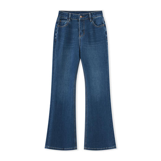 「高货wl」全新升级【铂金会员247/天猫329/差价82】(01446)洛诗琳2025秋季气质四面弹磨白牛仔棉复古通勤高腰喇叭裤 商品图4