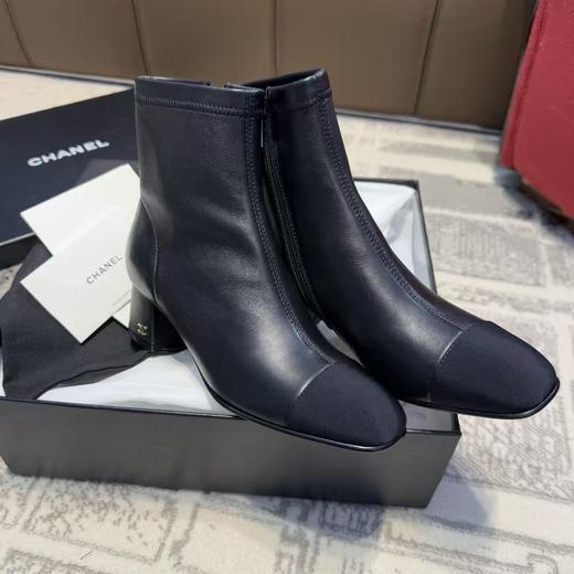 香奶奶 经典款裸靴 拼接粗跟弹力靴（DBG） 商品图2