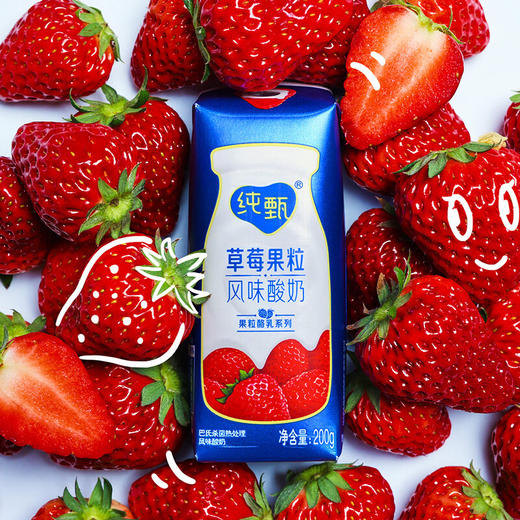 纯甄草莓果粒风味酸奶康美笑脸包200g×10包 商品图3