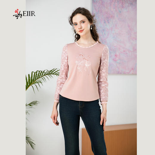 司歌绣花弹力长袖上衣T901281X 商品图2