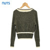 NUTS商场同款秋冬季设计感撞色翻领百搭短款套头针织衫女348052408 商品缩略图1
