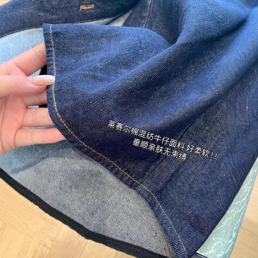 高品质！拼接格纹短款天丝翻领牛仔衬衫外套女2025秋款！ 商品图4