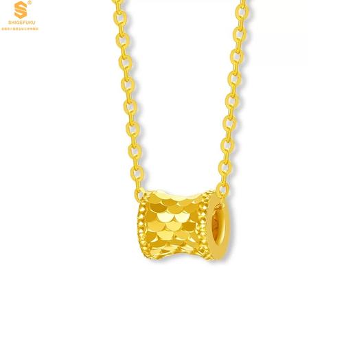 【品牌授权】【香港周六福】黄金钻石首饰 小蛮腰节节高升足金内嵌足银CNC精雕碎碎冰吊坠（附赠K金项链） 商品图0