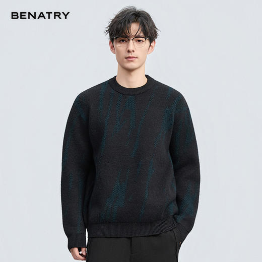 贝纳川冬季新品圆领提花套头毛衣ECT416007402 商品图0