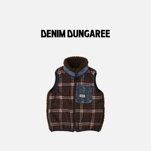 日本DD童装 DENIM DUNGAREE 复古绒格纹马甲 商品图3