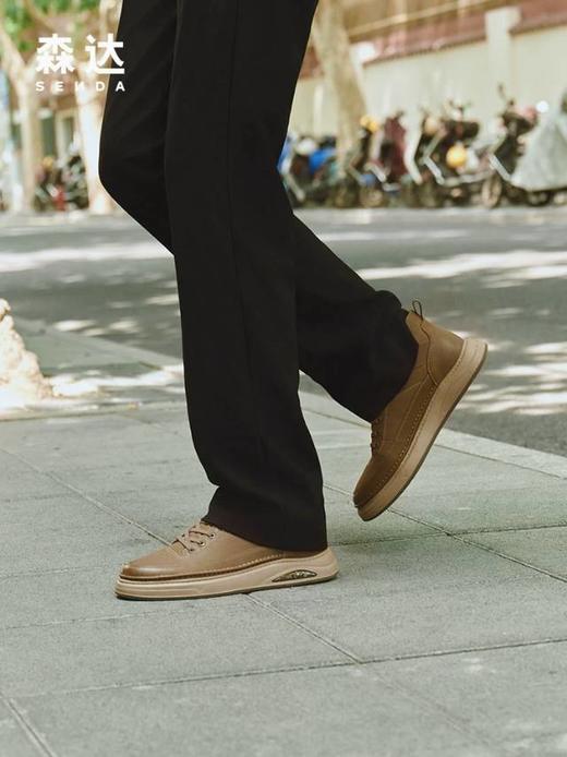 【云粉节】BF楼森达工装男鞋2025冬季新款复古圆头工装厚底休闲板鞋V3051吊牌价1099活动价599 商品图4