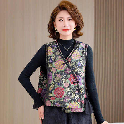 KQL 422H2886新中式国风显瘦时尚斜襟盘扣马甲 商品图3