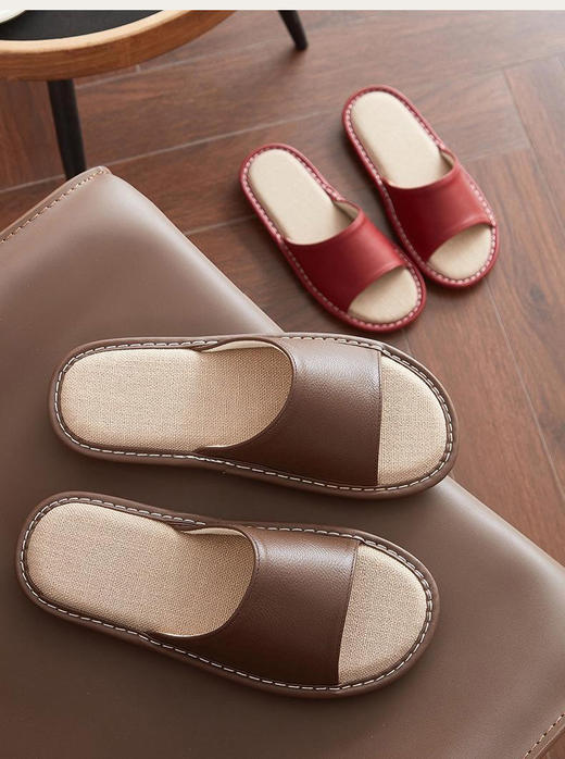 禾乐真皮亚麻防滑拖鞋 商品图10