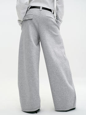 TR她热 一秒出街 灰色宽松百搭弹力松弛休闲阔腿弯刀卫裤