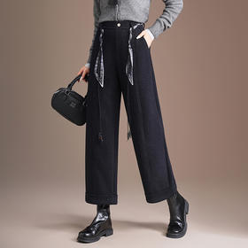 QYM H625-Y弯刀裤厚款毛呢裤宽松休闲阔腿裤直筒裤