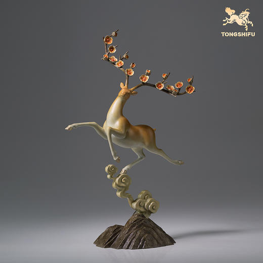 铜师傅《一路生花》客厅桌面铜鹿摆件 家居装饰工艺品摆件礼物 商品图2