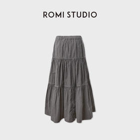 ROMI STUDIO磨砂微毛棉质复古洗水A摆松紧腰半身裙伞裙RWCAXG6171