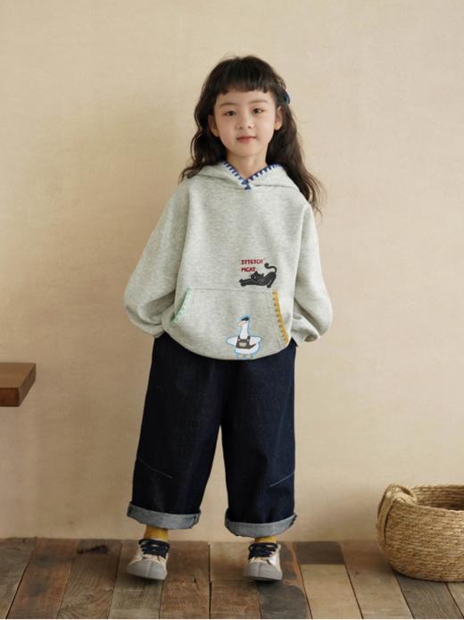 🍂秋日萌娃穿搭图鉴来啦～【西蒙日记&贝壳刺绣连帽卫衣】 海绵宝宝、可爱小猫😺齐上阵，每一件都戳中萌娃的❤！ 韩系设计，可爱印花，花边刺绣 商品图4