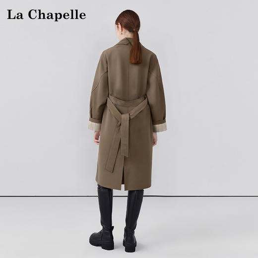 会员福利【莱赛尔+棉】拉夏贝尔/La Chapelle极简高级翻领风衣早秋韩版休闲宽松廓形大衣中长款 商品图4