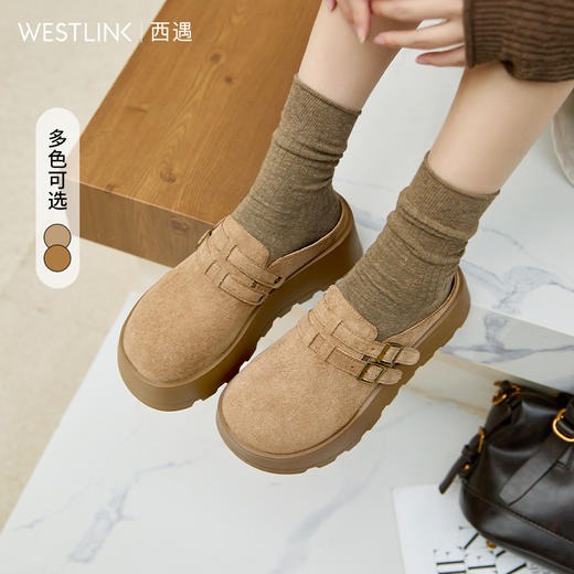 【限时秒杀】西遇勃肯鞋女厚底增高新款复古一脚蹬懒人鞋包头半拖鞋V0356301 商品图0