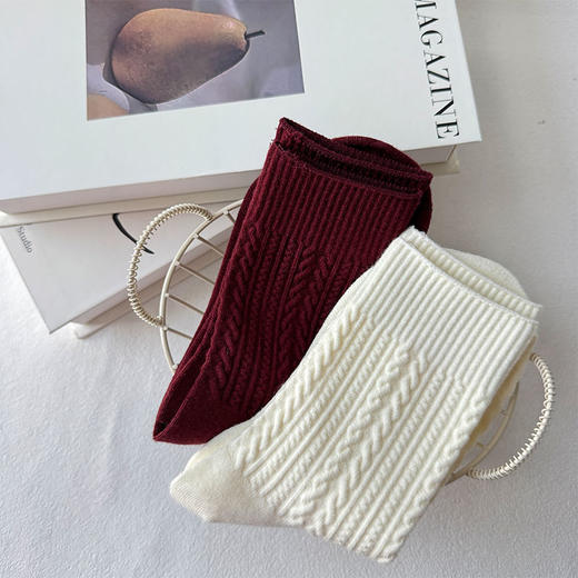 绒绒暖阳麻花暖绒女袜-纪念日百货门店同款166144080 商品图4