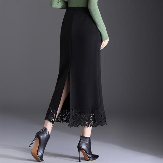 QYM 7103-Y蕾丝边包臀裙半身裙直筒一步裙气质裙 商品图2
