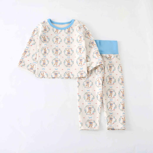 小猪大卫套装羊毛蚕丝A类高腰圆领满印男 女童家居服80-110 商品图5