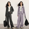 【10/15新品】熙世界轻运动灰色卫衣套装女士秋冬加绒连帽拉链开衫休闲裤两件套 商品缩略图2