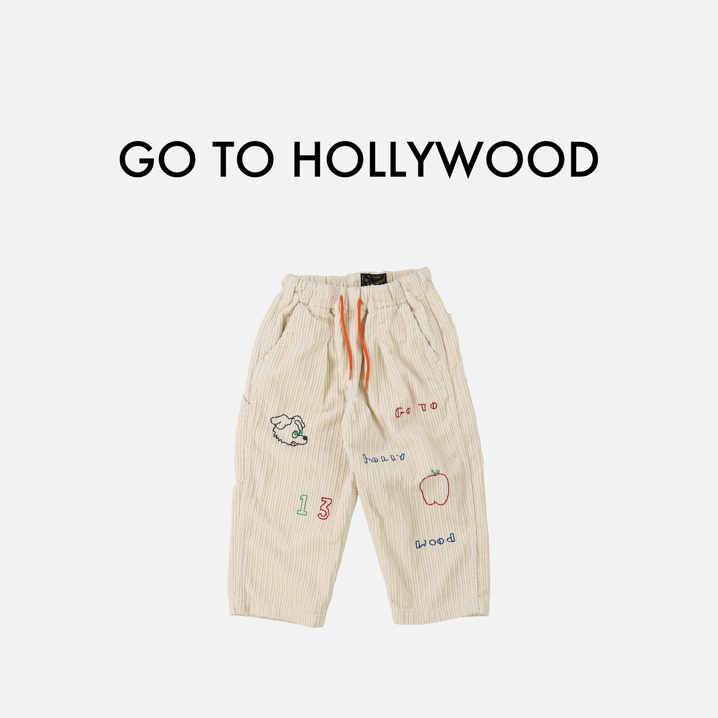 日本G2H童装 GO TO HOLLYWOOD 灯芯绒刺绣休闲工装裤